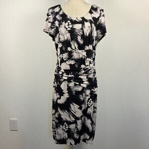 Max & Cleo Black and Cream Abstract Print Dress size 14